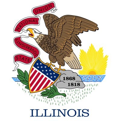 rendering of eagle holding ribbon regarding Illinois